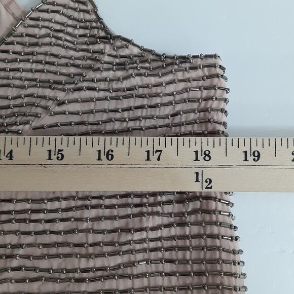 Karina Grimaldi Pink Beaded Mini Slip Dress Silk Cocktail Dress Womens L NWT - Picture 14 of 15